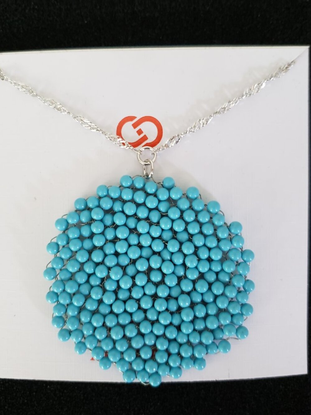 NEW Large Turquoise Circle lace Hematite Necklace #168 - Picture 3 of 3